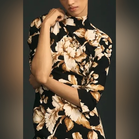 Maeve Anthropologie Mock Neck Stretch Shift Mini Dress Size 14 NWOT - Picture 3 of 9